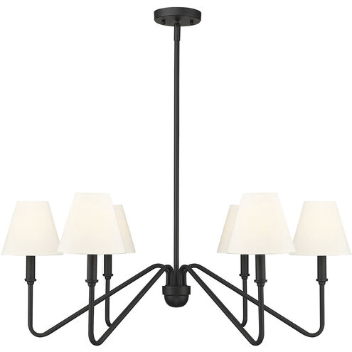 Kennedy 6 Light 34.63 inch Natural Black Chandelier Ceiling Light in Ivory Linen